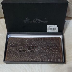 Montana West Croc-Embossed Brown Card Holder